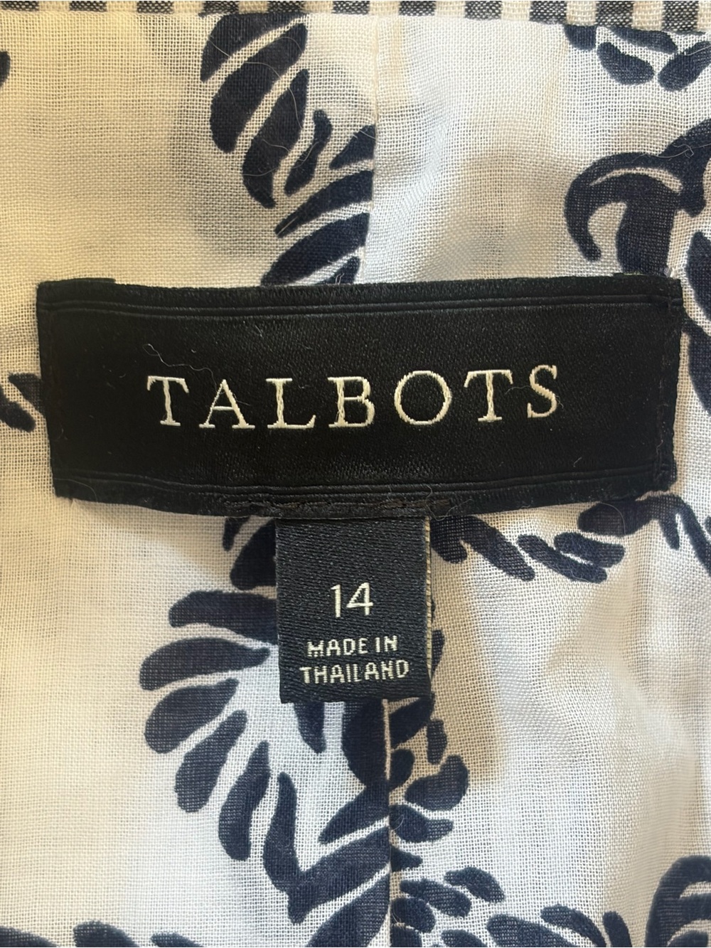 Talbots Navy White Seersucker Pinstripe Blazer Women’s Size 14 Coastal Preppy - Picture 3 of 7